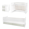 Bed MiniMAX NEW white+milky green Variant A /teen bed; study desk; cupboard/